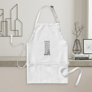 Classic New York Stoop Apartment Drawing Adult Apron
