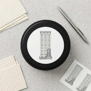 Classic New York Stoop Apartment Drawing Round Sticker