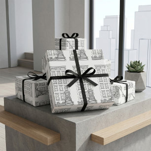 Classic New York Stoop Apartment Drawing  Wrapping Paper