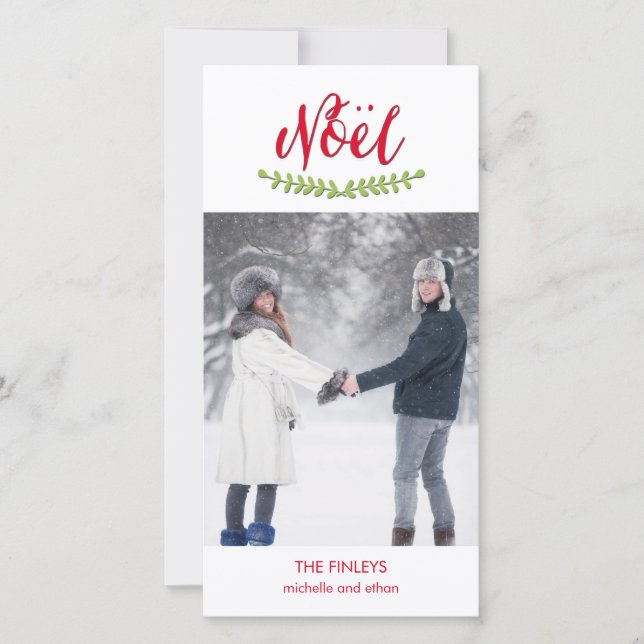 Classic Noel Christmas Holiday Photo Card (Front)