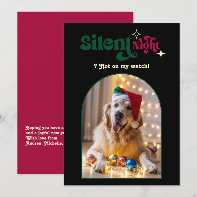 Classic Noel Funny Retro Pet Dog Christmas Photo Holiday Card (Front/Back)