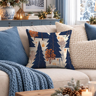 Classic Nordic Winter Forest Landscape Pillow Art