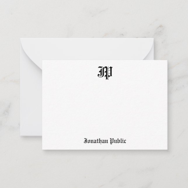 Classic Nostalgic Old English Calligraphy Monogram Note Card (Front)