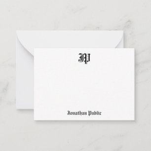 Classic Nostalgic Old English Calligraphy Monogram Note Card