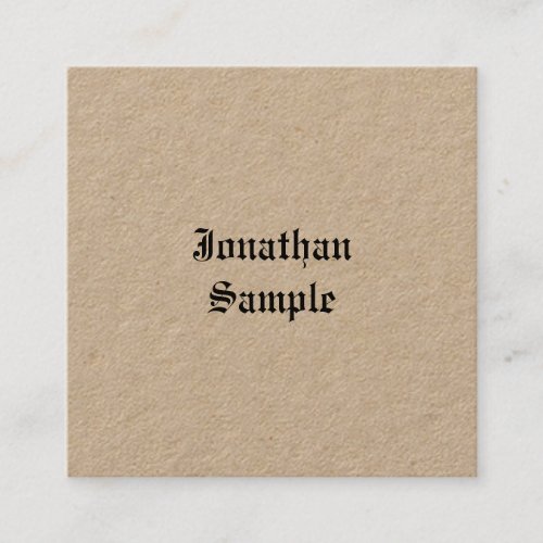 Classic Nostalgy Vintage Template Real Kraft Paper Square Business Card