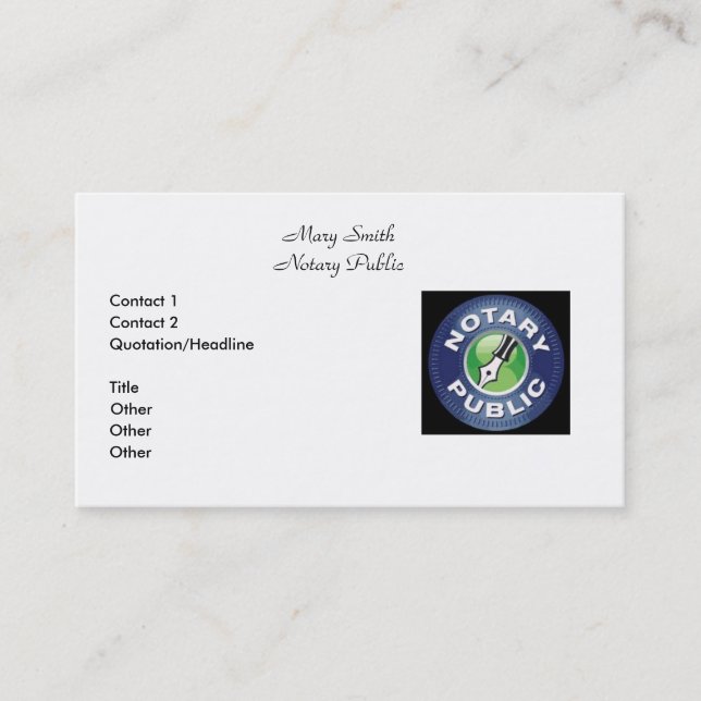 Classic Notary Public Business Cards (Front)