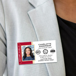 Classic Notary Public Loan Signing Agent Red Name Tag