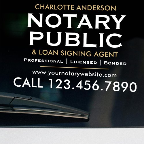 Classic Notary Public Promotional White Gold Window Cling