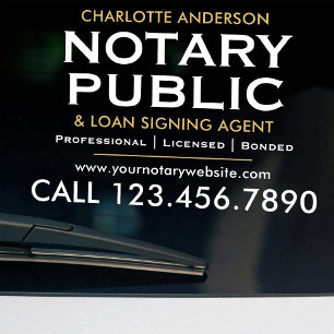 Classic Notary Public White Gold Advertising Window Cling