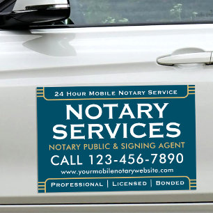 Classic Notary Services Teal Gold Custom Car Magnet