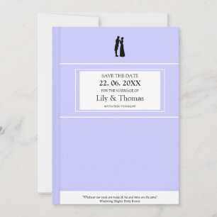 Classic Novel Book cover inspired Wedding Save The Date