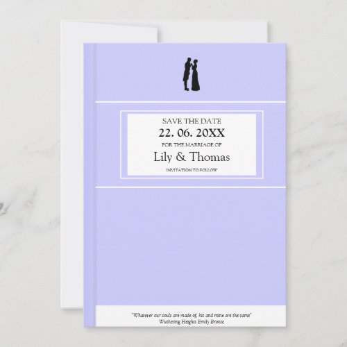 Classic Novel Book cover inspired  Wedding Save The Date