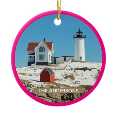 Classic Nubble Lighthouse Ceramic Ornament