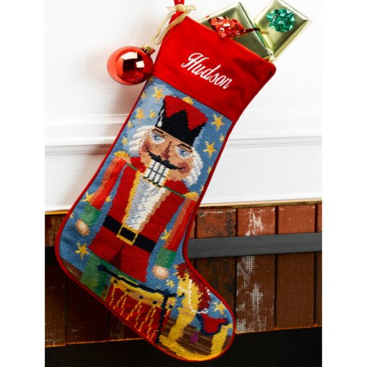 Classic Nutcracker Needlepoint Christmas Stocking (Front)