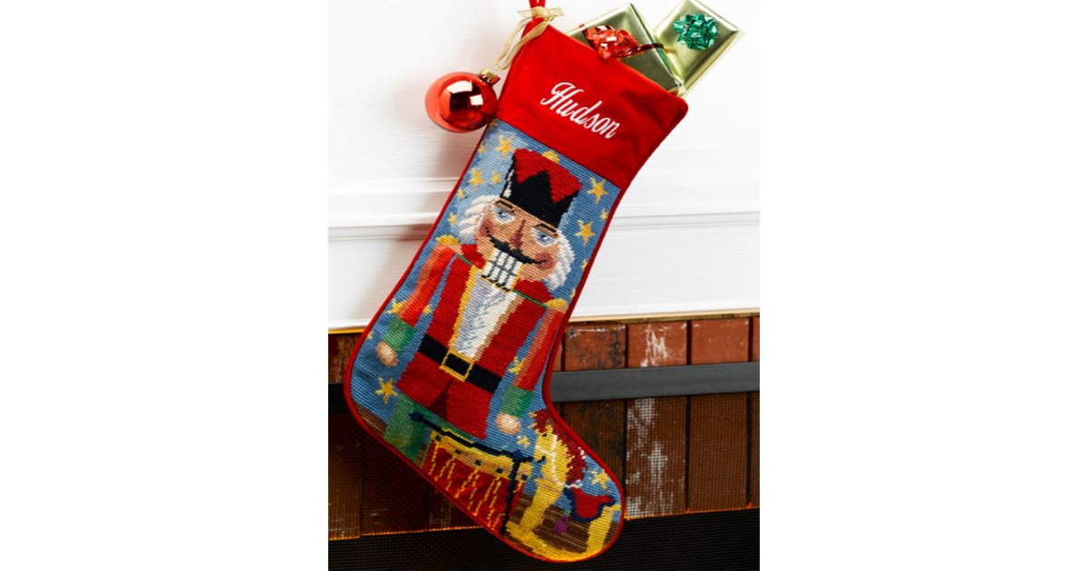 Needlepoint Christmas Stockings Personalized Santa Nutcracker