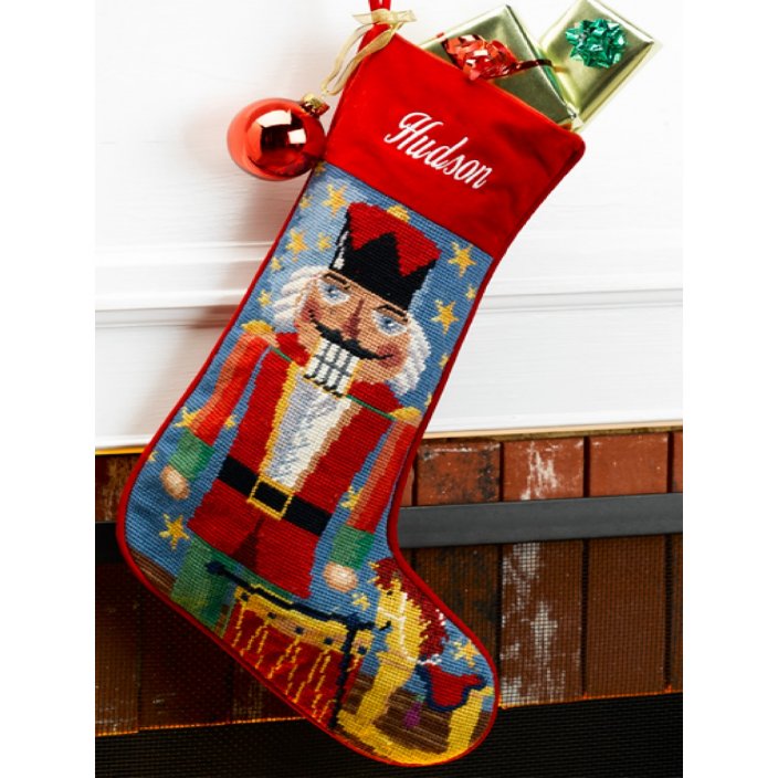 Classic Nutcracker Needlepoint Christmas Stocking