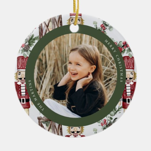 Classic Nutcraker Pattern Photo Ceramic Ornament