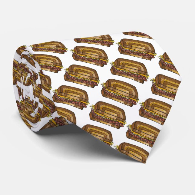 Classic NYC Deli Reuben Pastrami Sandwich Food Tie (Rolled)