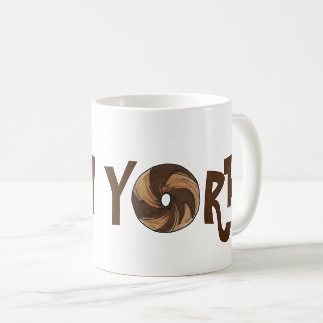 Classic NYC New York City Marble Rye Bagel Foodie Coffee Mug (Front Right)