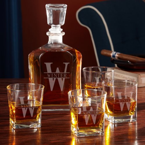 Classic Oakmont Glass Set with Whiskey Decanter