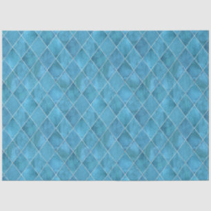 Classic Ocean Blue Velvet Argyle Pattern Luxury Tissue Paper