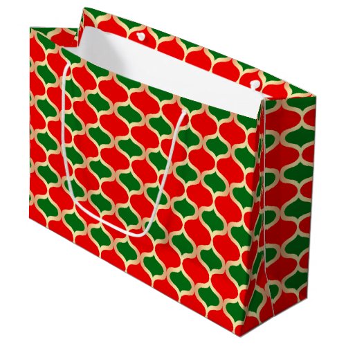 Classic Ogee Pattern Red Green and Faux Gold Large Gift Bag