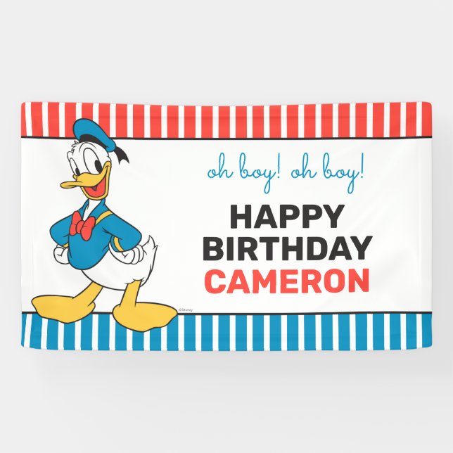 Classic Oh Boy Donald Duck Nautical Birthday Banner (Horizontal)