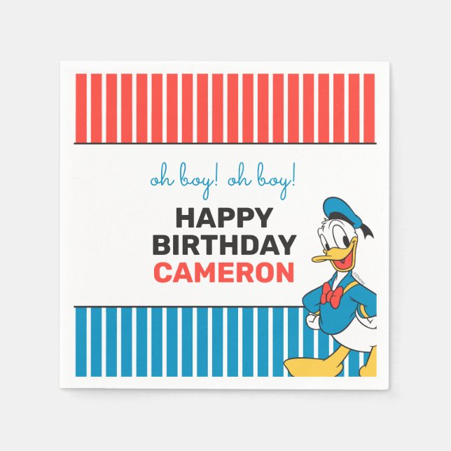 Classic Oh Boy Donald Duck Nautical Birthday Napkins (Front)