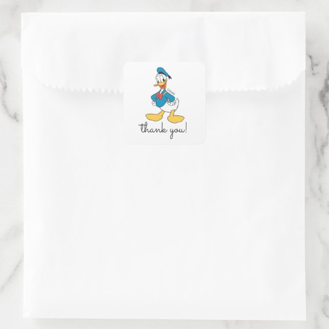 Classic Oh Boy Donald Duck Nautical Birthday Square Sticker (Bag)
