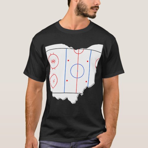 Classic Ohio Hockey Rink OH State Map Outline  T_Shirt