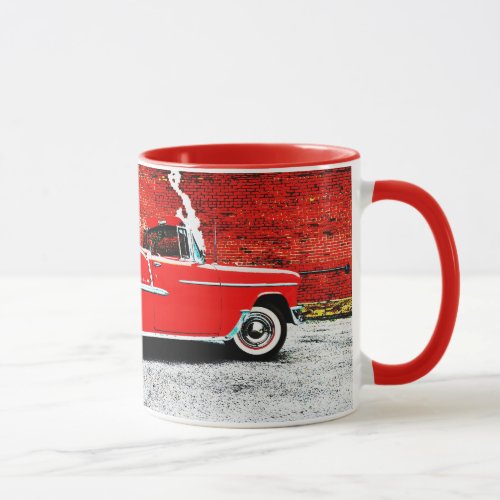 Classic Old Bel Air Red 1955 Car Art Mug Cup