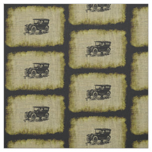 Classic Old Car in Vintage Pattern Fabric