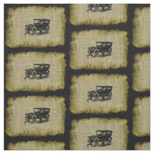 Classic Old Car in Vintage Pattern Fabric
