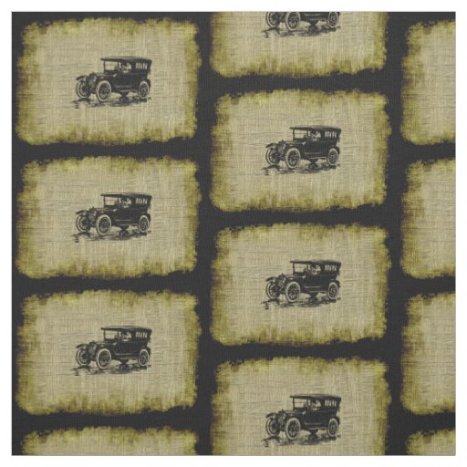 Classic Old Car in Vintage Pattern Fabric