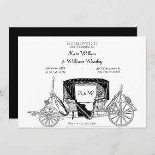 Classic old Carriage vintage wedding Invitation