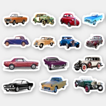 Classic Old Cars Sticker by AutumnRoseMDS at Zazzle