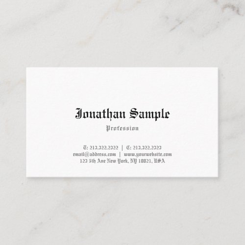 Classic Old English Font Nostalgy Elegant Template Business Card