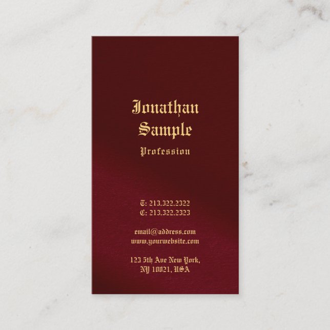 Classic Old English Gold Text Font Nostalgic Business Card (Front)