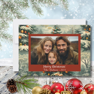 Classic Old Fashioned Christmas Tree Holiday Photo Card