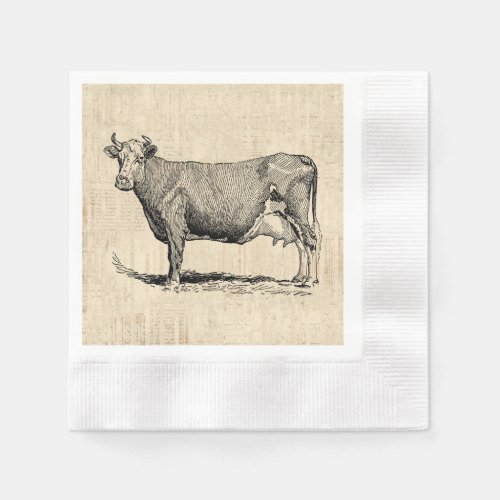 Classic Old Fashioned Cow Art Napkins