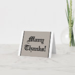[ Thumbnail: Classic, Old Fashioned "Many Thanks!" Card ]