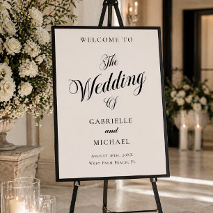 Classic Old Money Black Ivory Wedding Welcome Sign