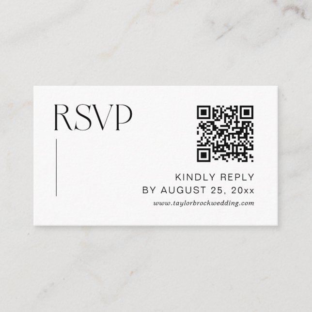 Classic Old Money Wedding RSVP Qr Code Enclosure Card (Front)