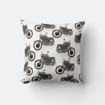 Classic Old Motorbike Pattern Throw Pillow by bartonleclaydesign at Zazzle