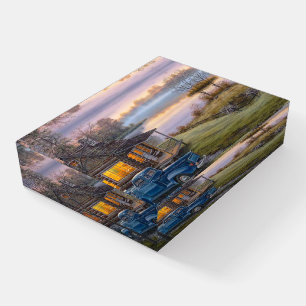 Classic Old Pickup Truck and Log Cabin Fine Art Paperweight
