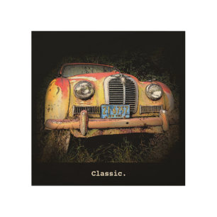 Classic Old Rusty Car Wood Photo Print, size 8x8 Wall Art