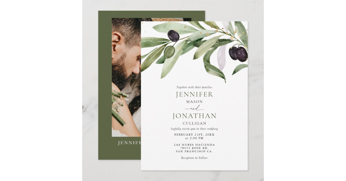 Classic Olive Branch Garden Wedding Invitation | Zazzle