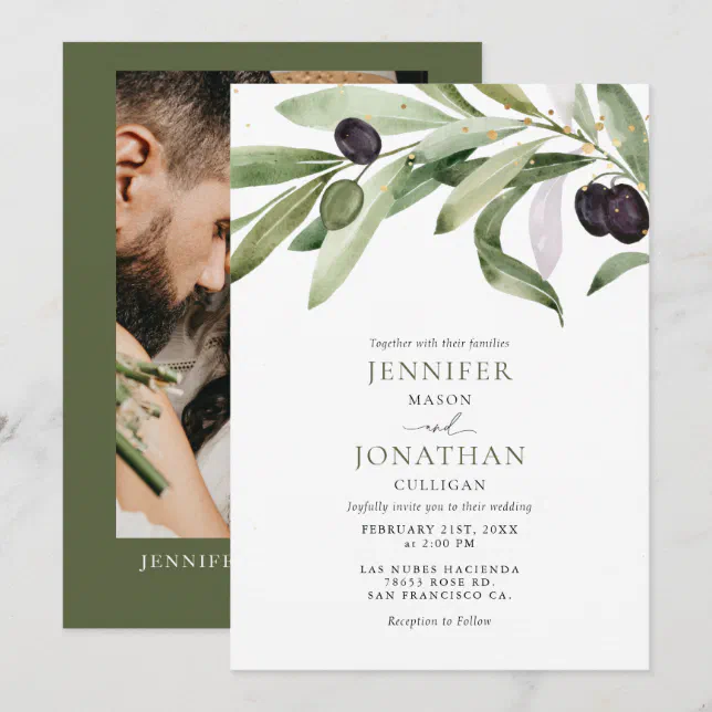Classic Olive Branch Garden Wedding Invitation | Zazzle