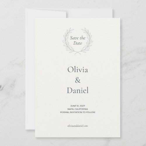 Classic Olive Branch Wedding Save the Date Card