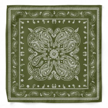 Classic Olive Green And White Bandana by MiniBrothers at Zazzle